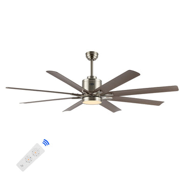 Octo 66" Contemporary Industrial Iron/Plastic Mobile-App/Remote-Controlled 6-Speed Ceiling Fan with Integrated LED Light - JONATHAN Y